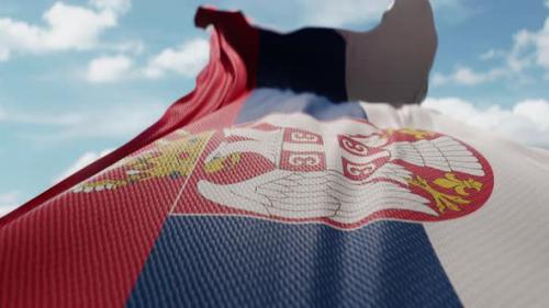 Videohive - Wavy Flag of Serbia Blowing in the Wind in Slow Motion Waving Official Serbian Flag Team Symbol - 48200142 - 48200142