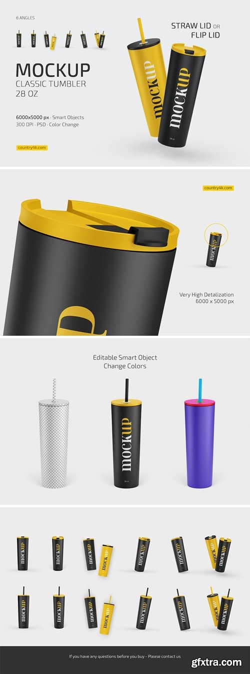 Straw/Flip Lid Tumbler 28 oz Mockup Set WN2GA3C