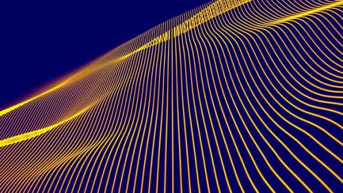 Videohive - Curve lines wavy net moving particles geometric background - 48234135 - 48234135