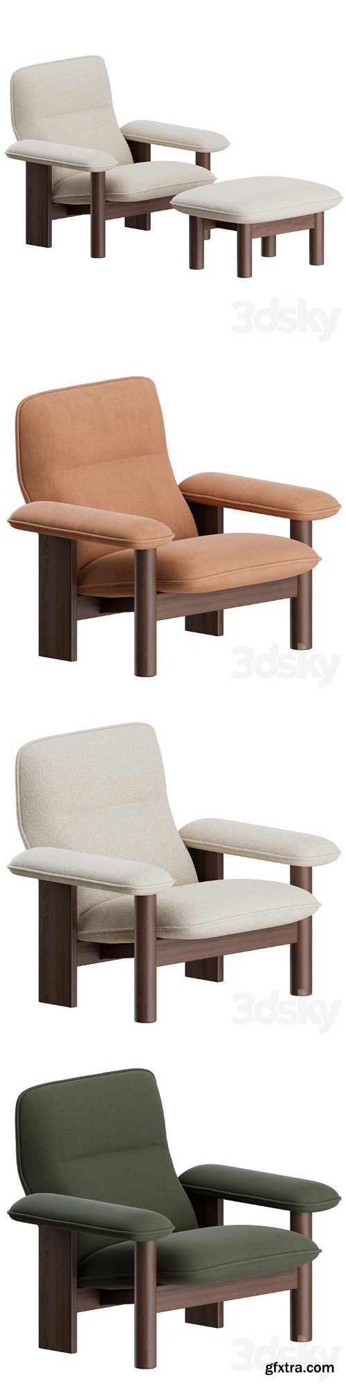 Brasilia Lounge Chair + Ottoman by Menu