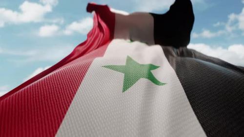 Videohive - Wavy Flag of Syria Blowing in the Wind in Slow Motion Waving Official Syrian Flag Team Symbol - 48234531 - 48234531