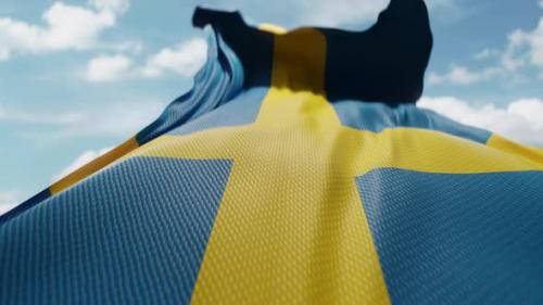 Videohive - Wavy Flag of Sweden Blowing in the Wind in Slow Motion Waving Official Swedish Flag Team Symbol - 48234545 - 48234545