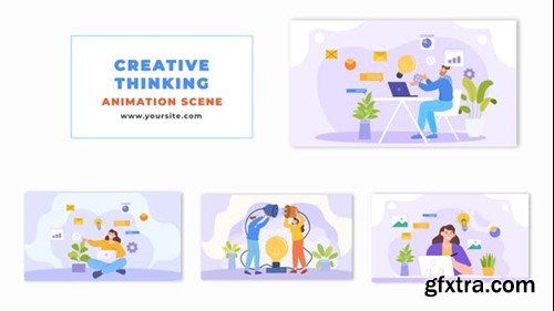 Videohive Creative Thinking Concept Flat Character Animation Scene 48571147