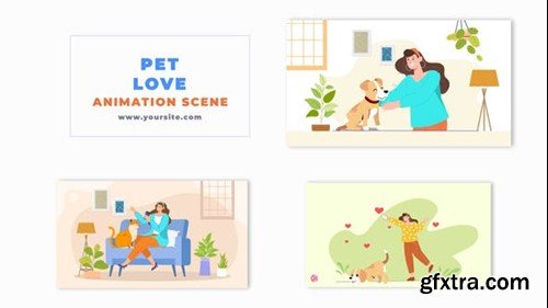 Videohive Pet Lover Flat Vector 2D Animation Scene 48571355