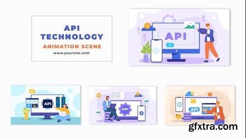 Videohive Flat Design API Technology Creating 2D Character Animation Scene 48571085