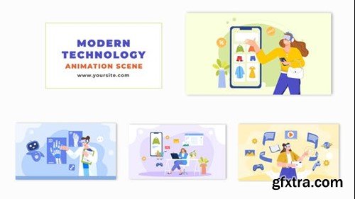 Videohive Modern Technology Flat Character Animation Scene 48570889