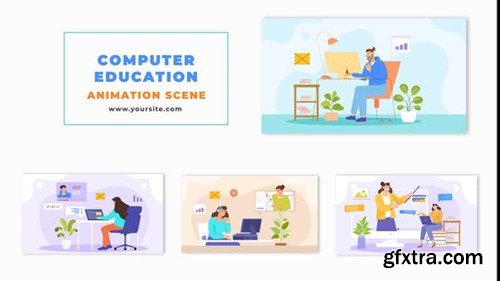 Videohive Vector Character Computer Learning Design Animation Scene 48571000