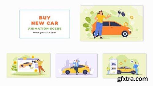 Videohive Buying New Car Cartoon Character Design Animation Scene 48569387