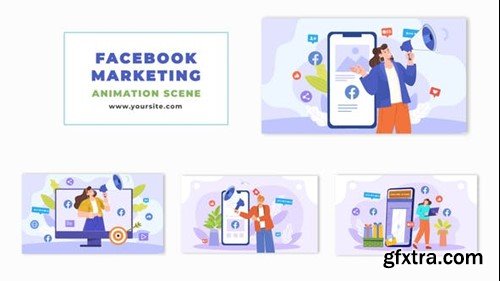 Videohive Facebook Marketing Strategy Flat Character Animation Scene 48568908