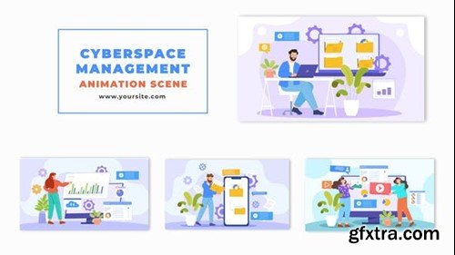 Videohive Cyberspace Management Concept Flat Character Animation Scene 48569802