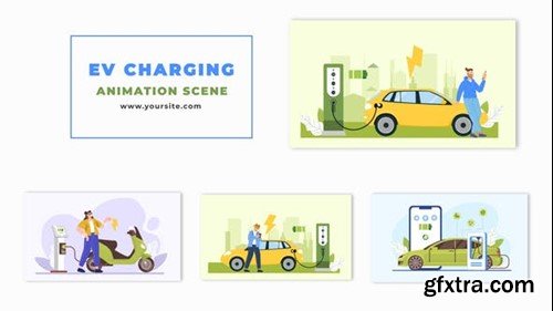 Videohive 2D Animated Scene of Electric Vehicle Charging 48568024