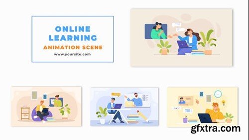 Videohive Vector Interactive Animated Scene Remote Learning 48569660