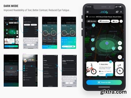 iCity - Rent bikes Mobile App Ui8.net