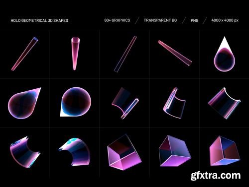 Holo Geometrical 3D Shapes Collection Ui8.net