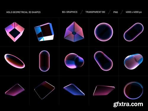 Holo Geometrical 3D Shapes Collection Ui8.net