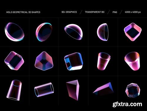 Holo Geometrical 3D Shapes Collection Ui8.net