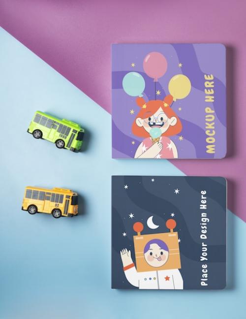 Premium PSD | Top view square children books Premium PSD