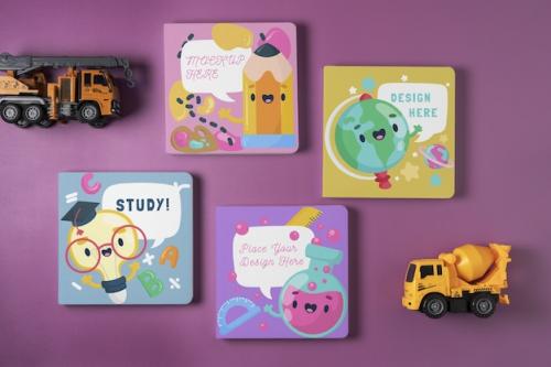 Premium PSD | Top view square children books Premium PSD