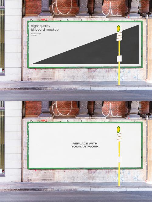 Wide Street Glued Outdoor Poster Mockup Template Billboard Advertisement 644042716