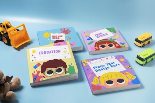 Premium PSD | Square children books arrangement Premium PSD