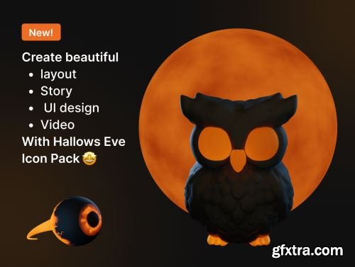 Hallows Eve - Halloween 3D Icon & Sticker Pack Ui8.net