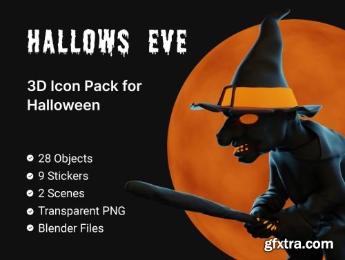 Hallows Eve - Halloween 3D Icon & Sticker Pack Ui8.net