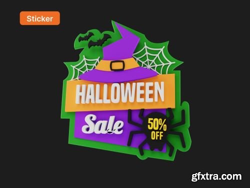 Hallows Eve - Halloween 3D Icon & Sticker Pack Ui8.net
