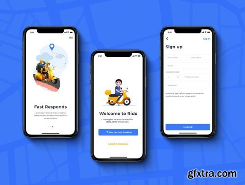 Hai Bike Taxi Booking UI kit for Mobile App Ui8.net