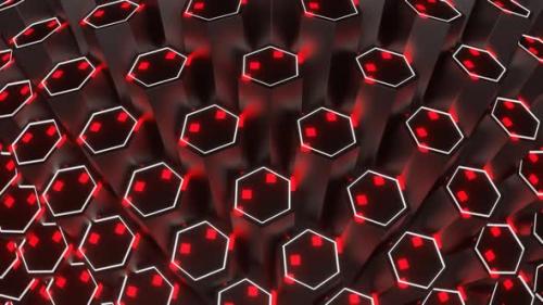 Videohive - Black And Gray And Red Hexagonal Circular Motion Background Vj Loop In HD - 48242159 - 48242159