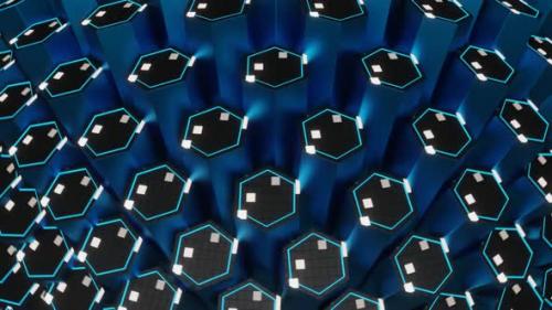 Videohive - Blue And White And Gray Hexagonal Circular Motion Background Vj Loop In HD - 48242160 - 48242160