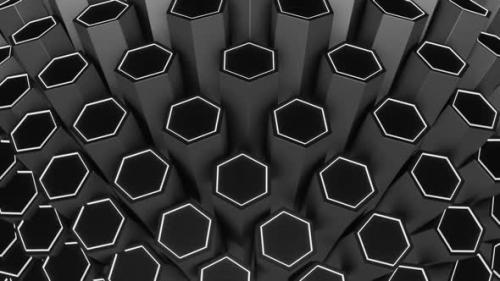 Videohive - Gray And White Hexagonal Circular Motion Background Vj Loop In HD - 48242164 - 48242164