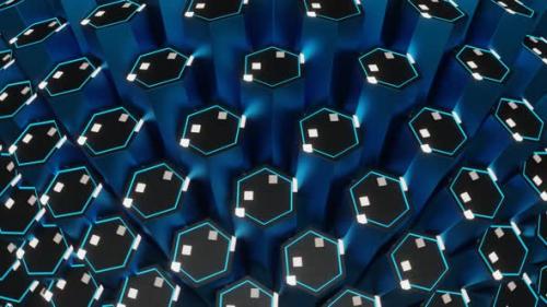 Videohive - Blue And White And Gray Hexagonal Circular Motion Background Vj Loop In 4K - 48242165 - 48242165