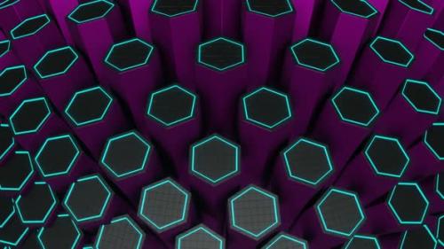 Videohive - Pink And Cyan Hexagonal Circular Motion Background Vj Loop In HD - 48242168 - 48242168