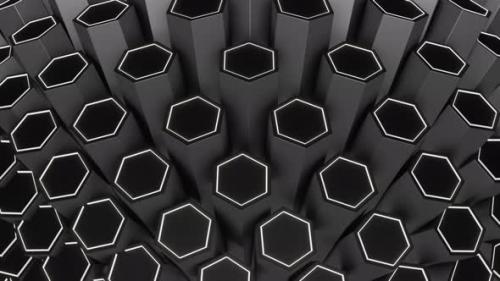 Videohive - Gray And White Hexagonal Circular Motion Background Vj Loop In 4K - 48242169 - 48242169