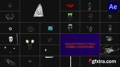 Videohive Halloween Scribble Horror Animations for After Effects 48587504