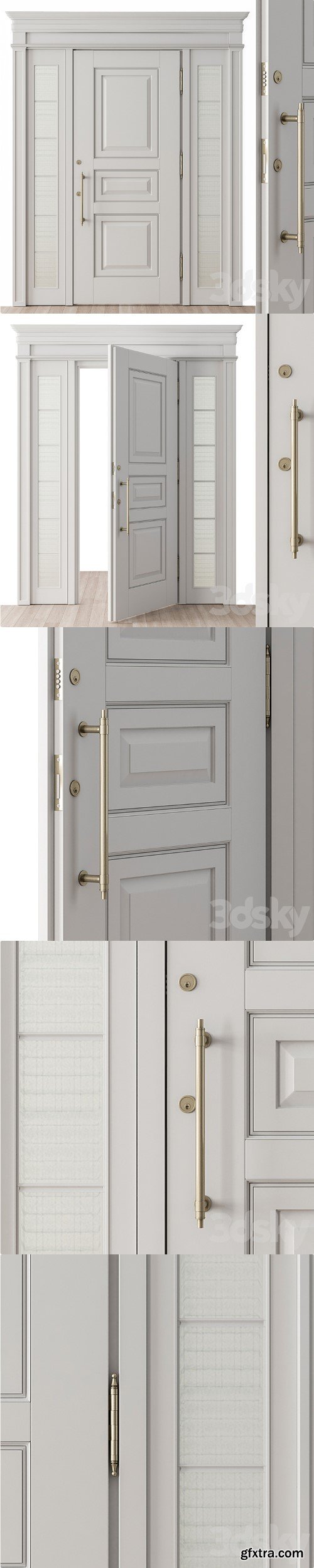 White and Glass Classic Front Door - Set 38