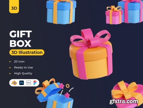 Gift Box 3D Icons Ui8.net