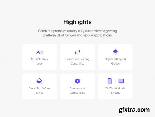 Glitch Gaming Platform UI Kit Ui8.net