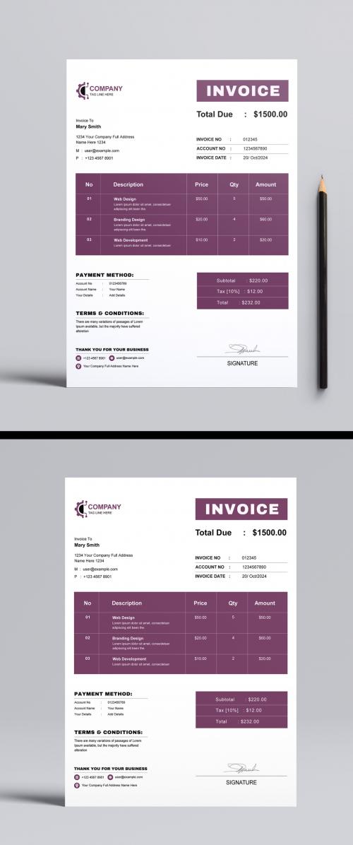 Corporate Invoice Design Template 644327580