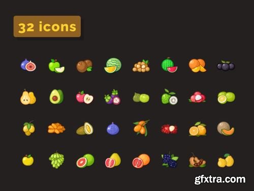 Fruit icons set - part II Ui8.net