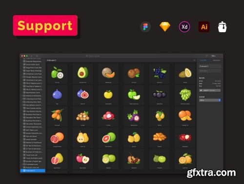 Fruit icons set - part II Ui8.net