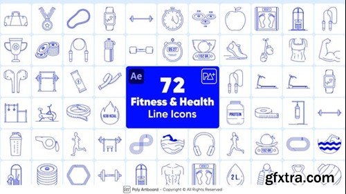 Videohive Fitness & Health Line Icons For After Effects 48592380