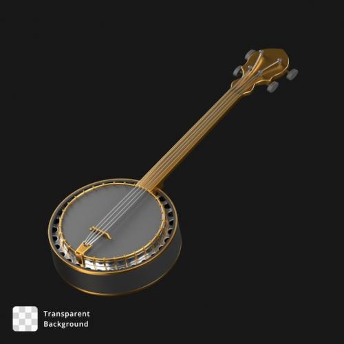Premium PSD | 3d illustration of a black and gold banjo Premium PSD
