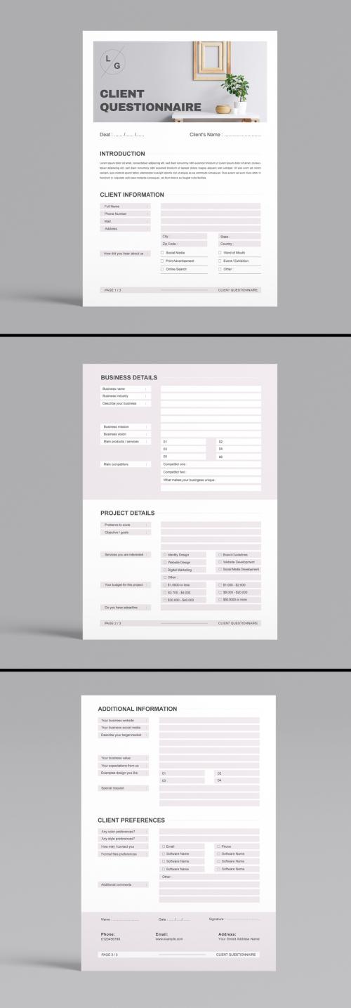 Client Questionnaire Design 644327100