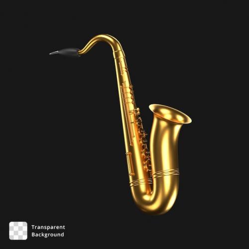 Premium PSD | 3d illustration of a black and gold saxophone Premium PSD