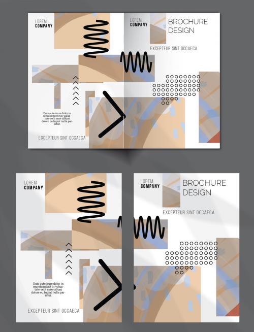 Brochure Cover Layout Geometric Shapes and Abstract Bright Rectangles on White 644173476