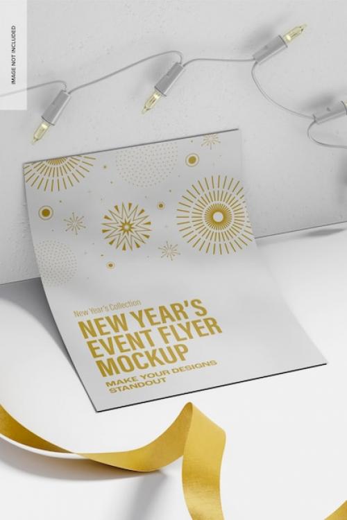 Premium PSD | New years event flyer mockup, leaned Premium PSD