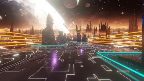 Videohive - Sci Fi City Background Loop - 48256254 - 48256254