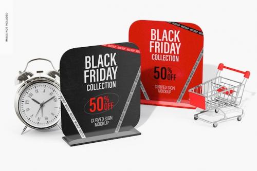 Premium PSD | Black friday curved signs mockup Premium PSD