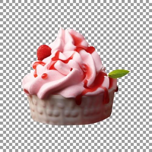 Premium PSD | Fresh tasty strawberry ice cream isolated on transparent background Premium PSD